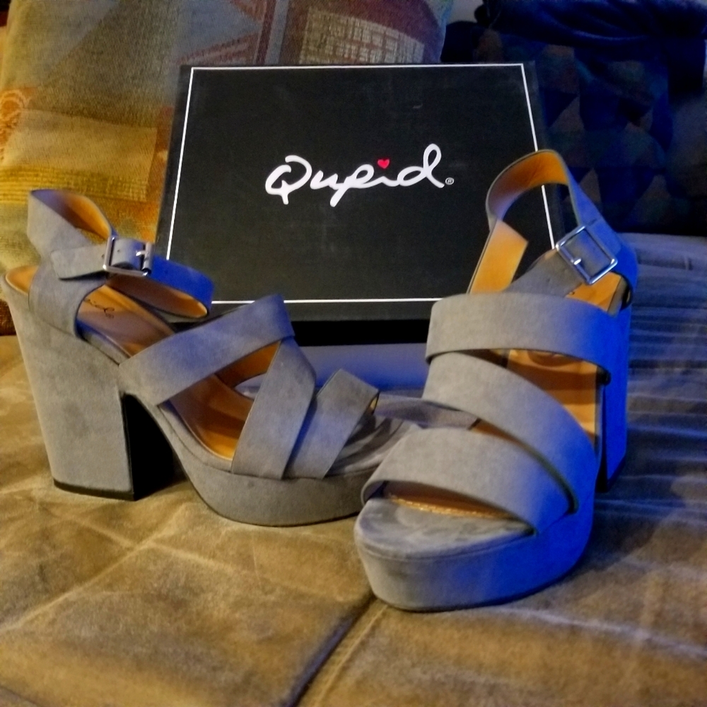 Womens Suede Platform Heal Strappy Sandal